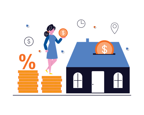 Femme investissant dans l’immobilier  Illustration