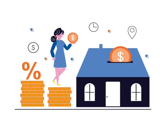 Femme investissant dans l’immobilier  Illustration