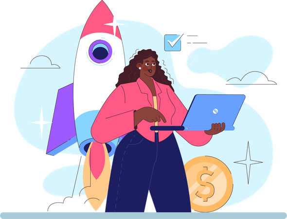 Femme investissant dans une startup  Illustration