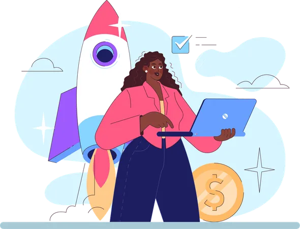 Femme investissant dans une startup  Illustration