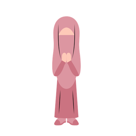 Femme islamique avec geste de voeux Eid  Illustration