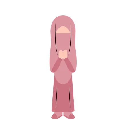 Femme islamique avec geste de voeux Eid  Illustration