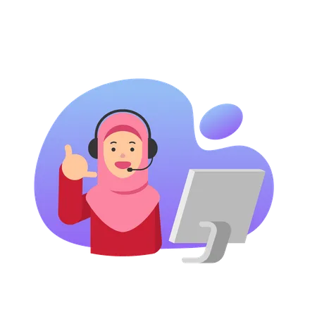 Femme islamique Employée du service clientèle  Illustration