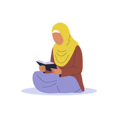 Femme islamique lisant le Coran  Illustration