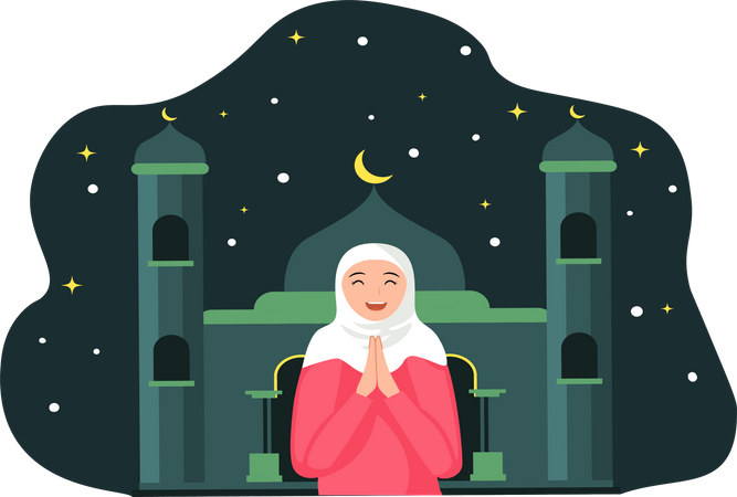 Femme islamique priant  Illustration