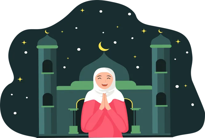 Femme islamique priant  Illustration