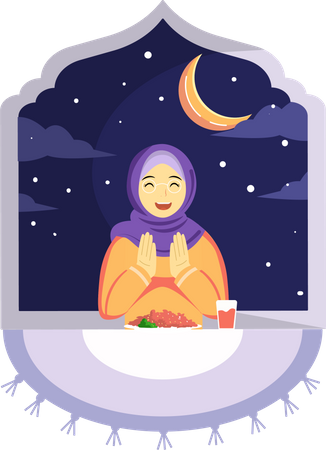 Femme islamique priant  Illustration