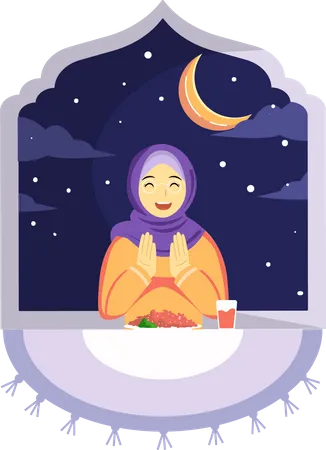 Femme islamique priant  Illustration