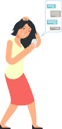 Femme ivre envoyant des SMS sur un téléphone portable  Illustration