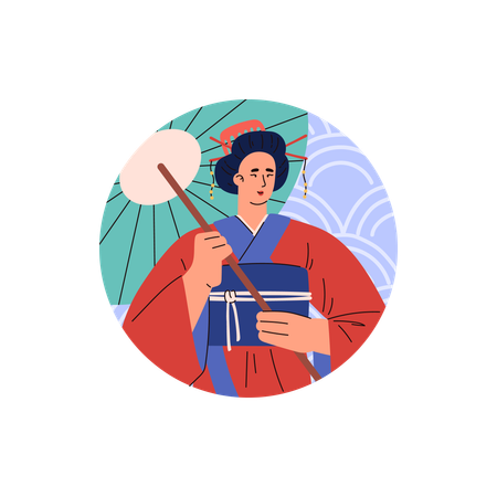 Femme japonaise en kimono  Illustration