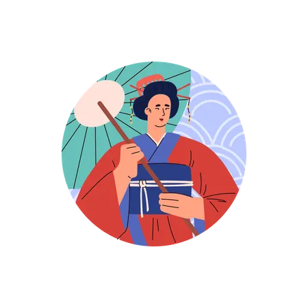 Femme japonaise en kimono  Illustration