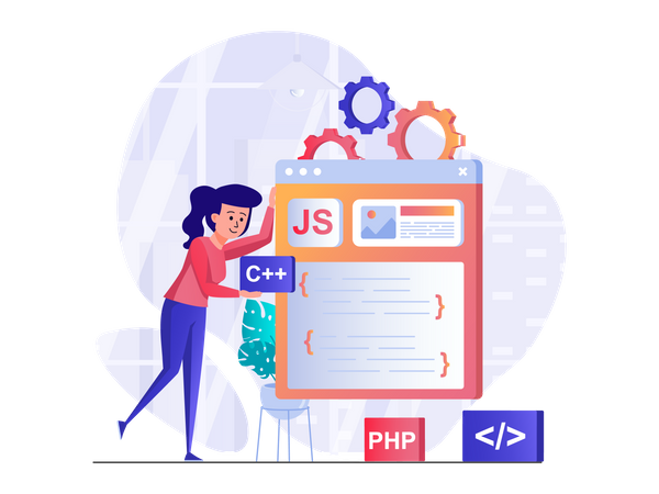 Développeur javascript féminin  Illustration