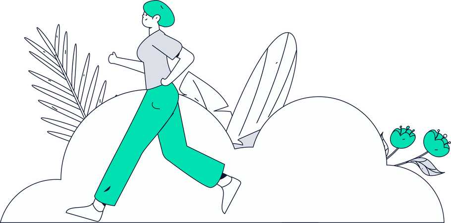 Femme faisant du jogging dans le parc  Illustration