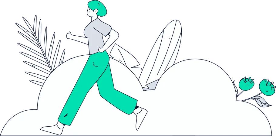 Femme faisant du jogging dans le parc  Illustration