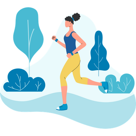 Femme faisant du jogging dans le parc  Illustration