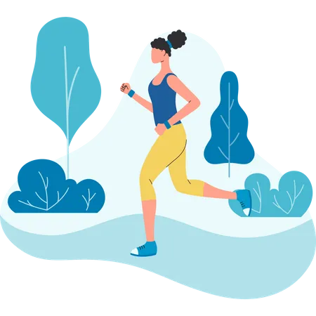 Femme faisant du jogging dans le parc  Illustration