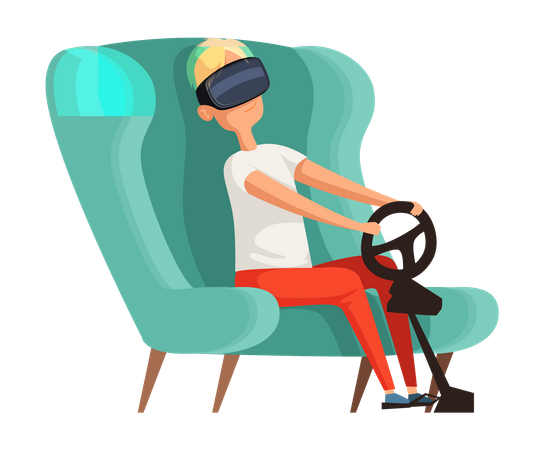 Femme jouant à un jeu de réalité virtuelle  Illustration