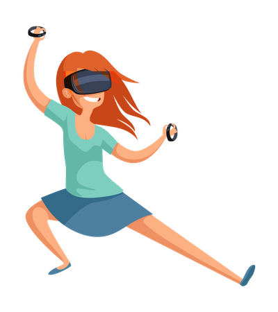Femme jouant à un jeu vr  Illustration
