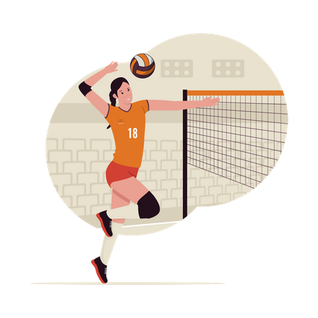 Femme jouant dans une compétition de volley-ball  Illustration