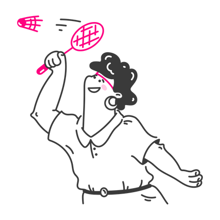 Femme jouant au badminton  Illustration
