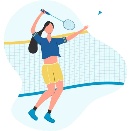 Femme jouant au badminton  Illustration