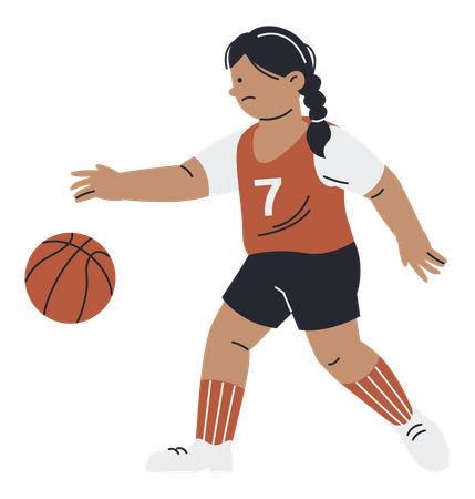 Femme jouant au basket  Illustration