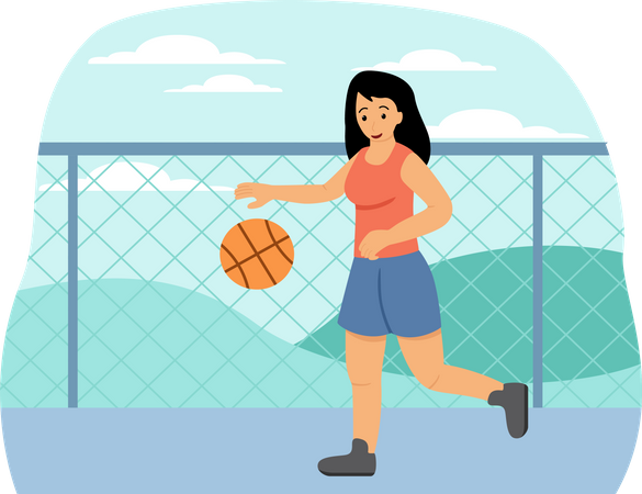 Femme jouant au basket  Illustration