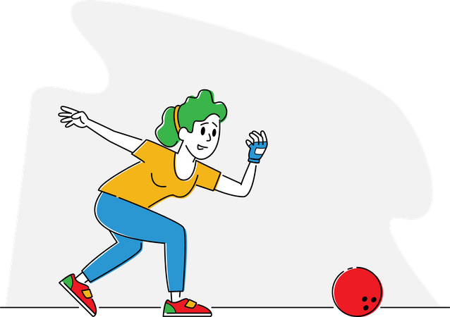 Femme jouant au bowling  Illustration