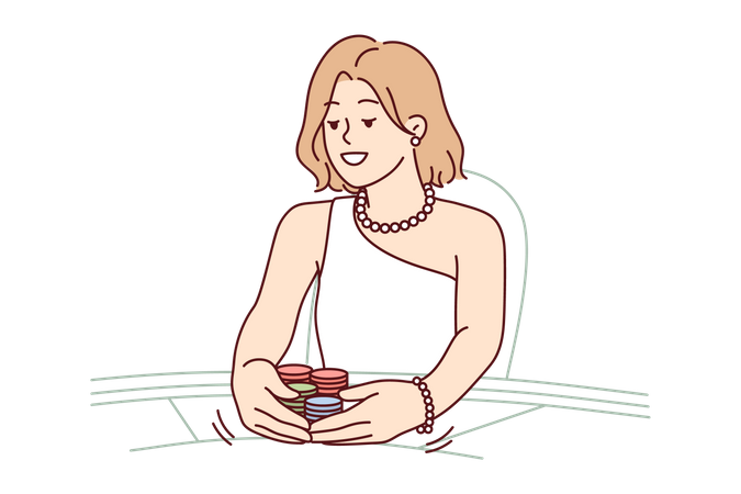 Femme jouant au casino  Illustration
