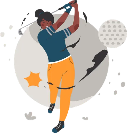 Femme jouant au golf  Illustration