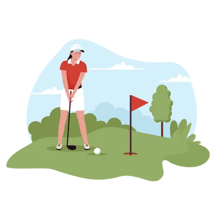 Femme jouant au golf  Illustration