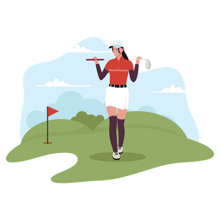 Femme jouant au golf  Illustration