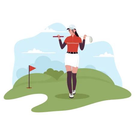 Femme jouant au golf  Illustration