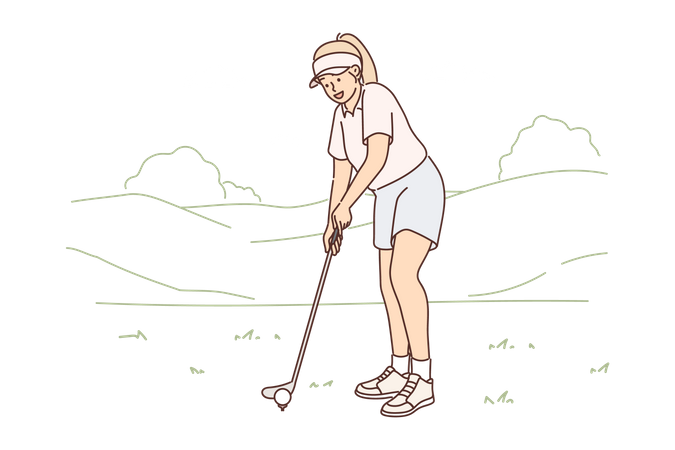 Femme jouant au golf  Illustration