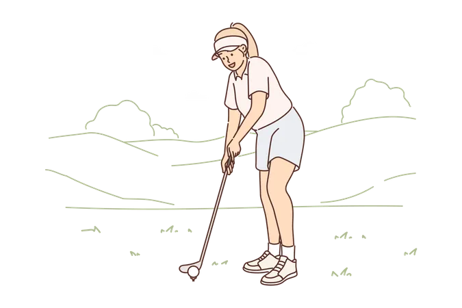 Femme jouant au golf  Illustration