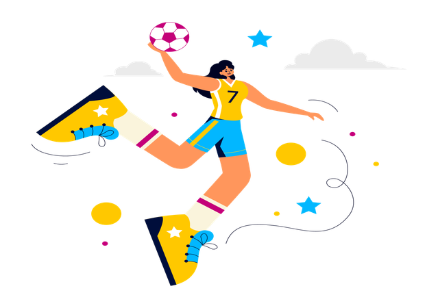 Femme jouant au handball  Illustration