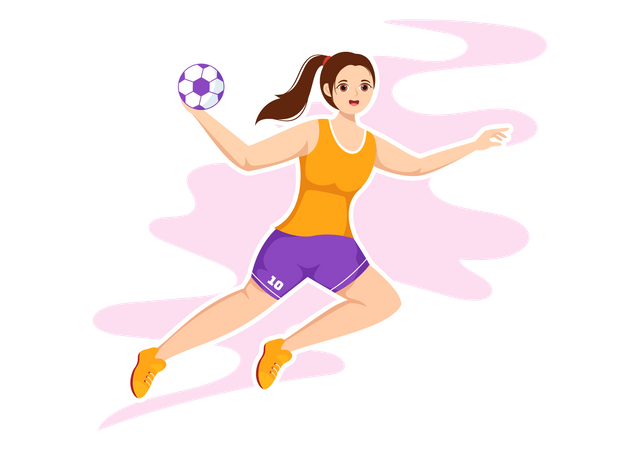 Femme jouant au handball  Illustration