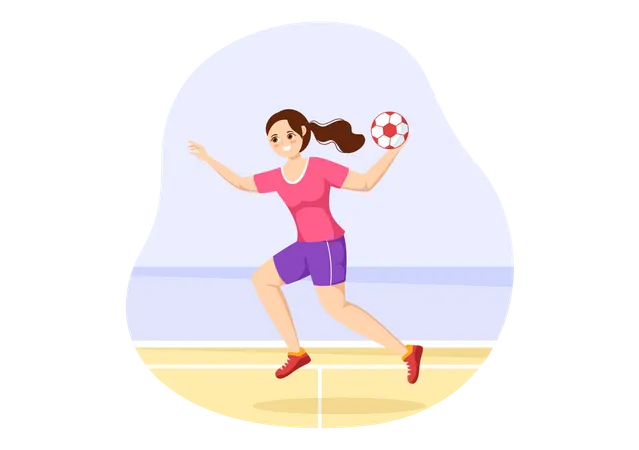 Femme jouant au handball  Illustration