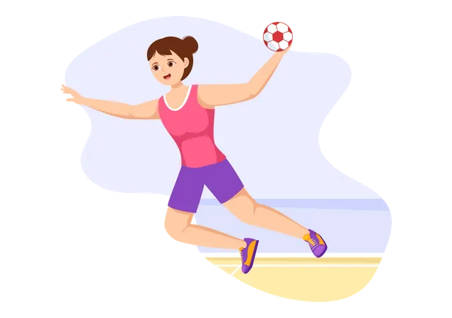 Femme jouant au handball  Illustration