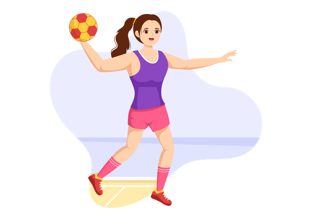 Femme jouant au handball  Illustration