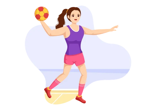 Femme jouant au handball  Illustration