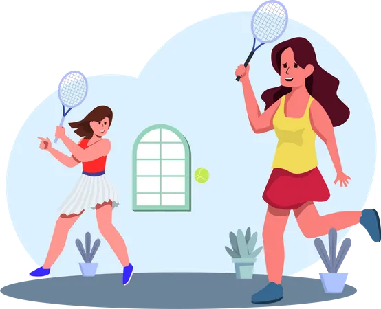 Femme jouant au tennis  Illustration