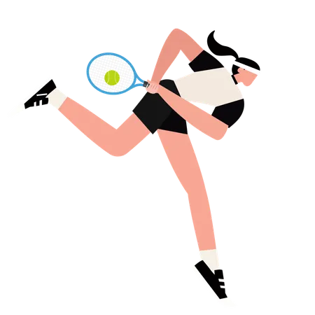 Femme jouant au tennis en compétition  Illustration