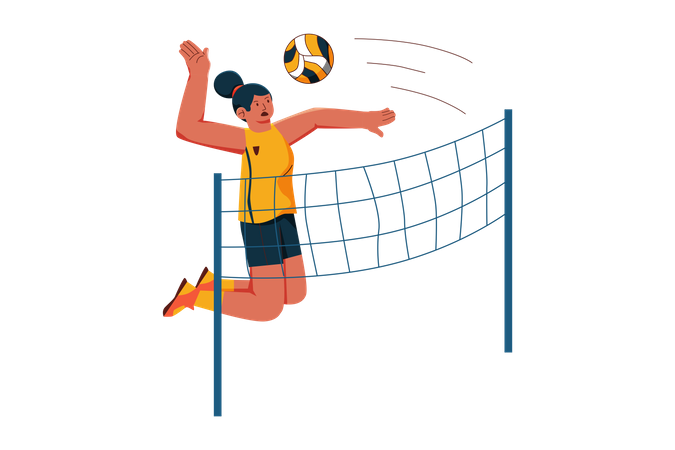 Femme jouant au volley-ball  Illustration