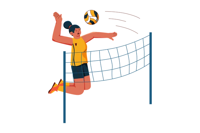 Femme jouant au volley-ball  Illustration