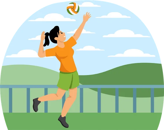 Femme jouant au volley-ball  Illustration