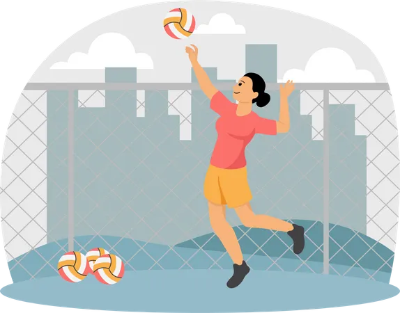 Femme jouant au volley-ball  Illustration