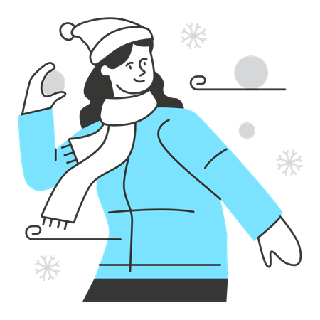 Femme jouant avec une boule de neige  Illustration