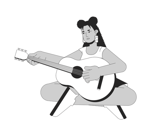 Femme jouant de la guitare  Illustration