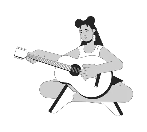 Femme jouant de la guitare  Illustration